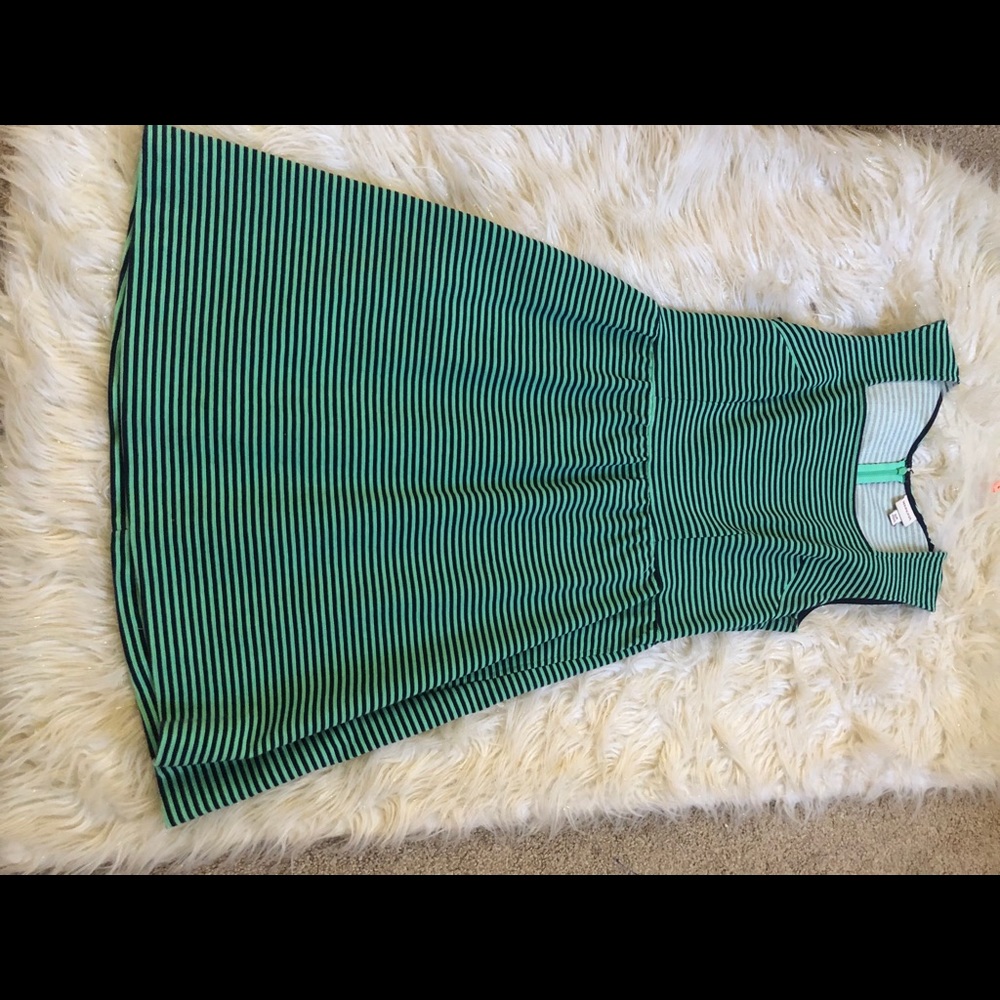 Woman’s small green and black stripe dress